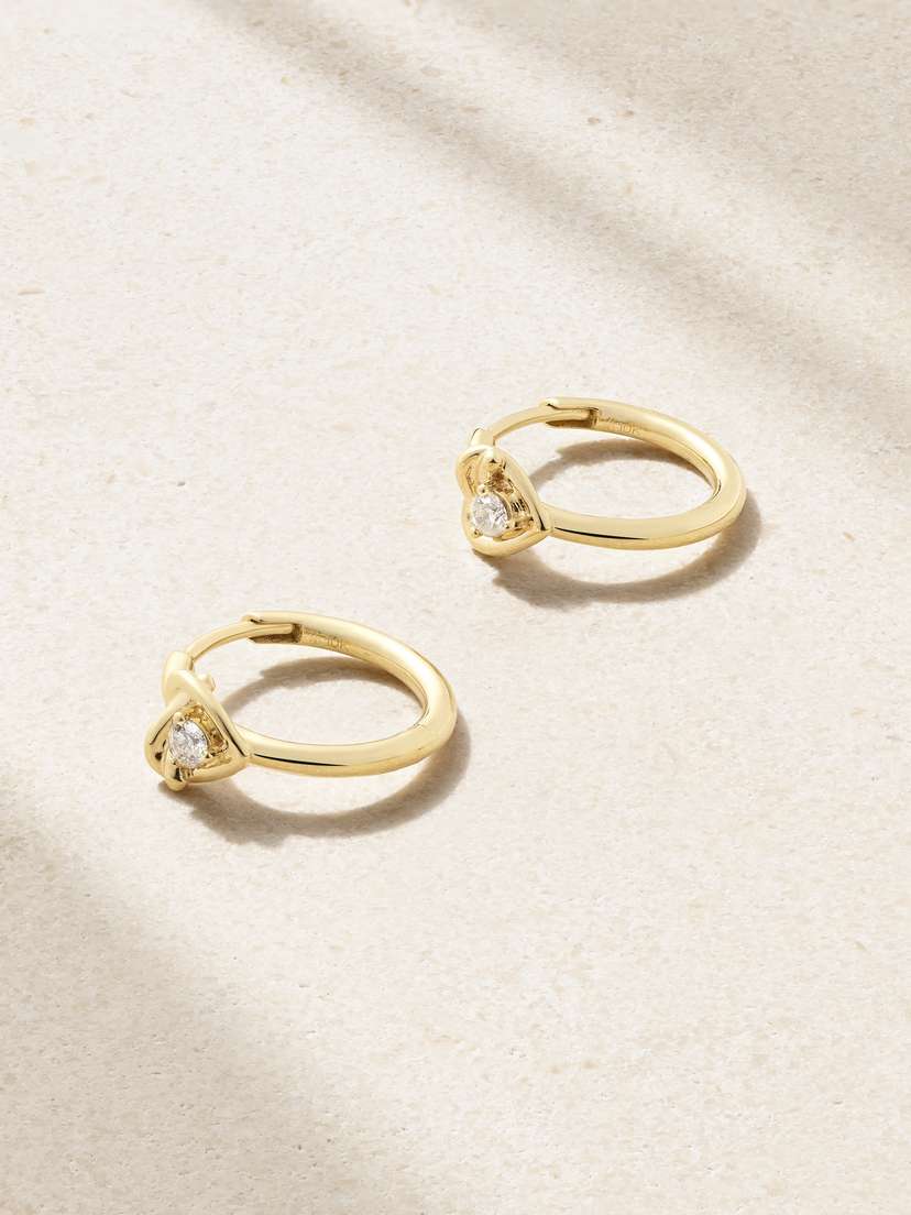STONE AND STRAND Tie The Knot 9-karat Gold Diamond Hoop Earrings