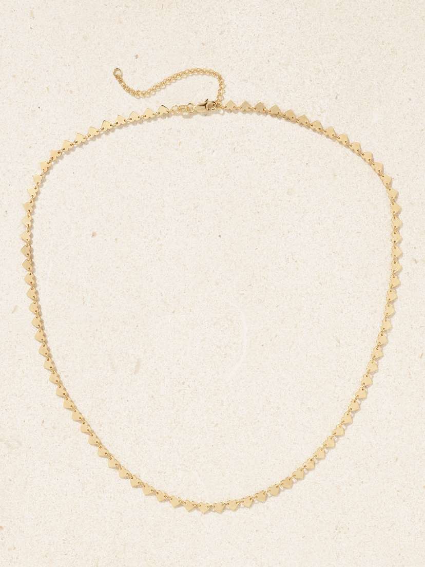 STONE AND STRAND Side By Side Heart 14-karat Gold Necklace