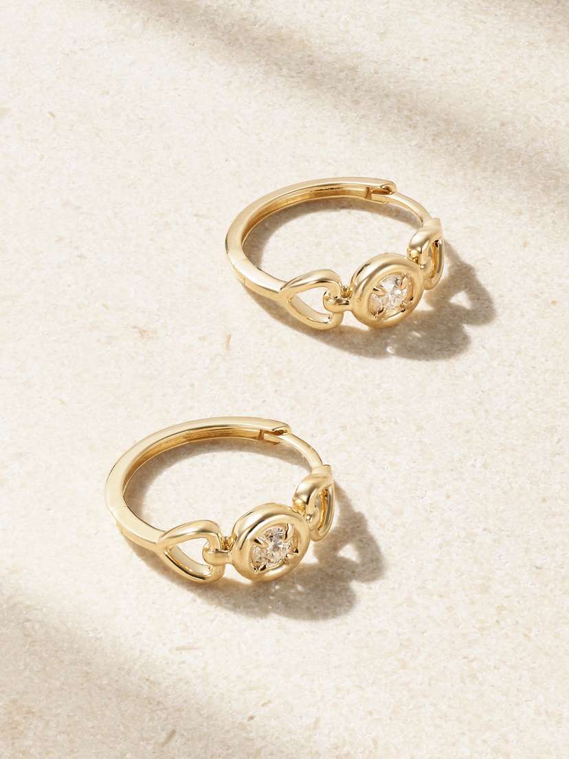 STONE AND STRAND Silvia 14-karat Gold Diamond Hoop Earrings