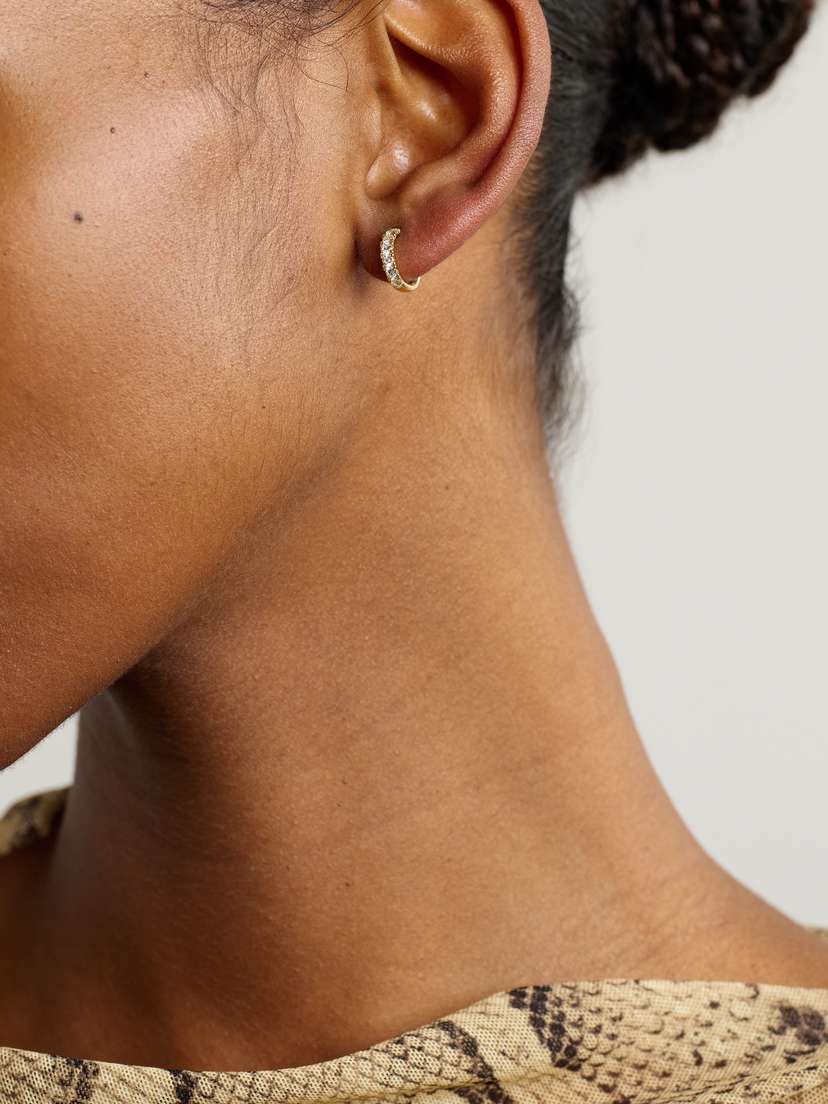 STONE AND STRAND 14-karat Gold Laboratory-grown Diamond Hoop Earrings - back view in Gold