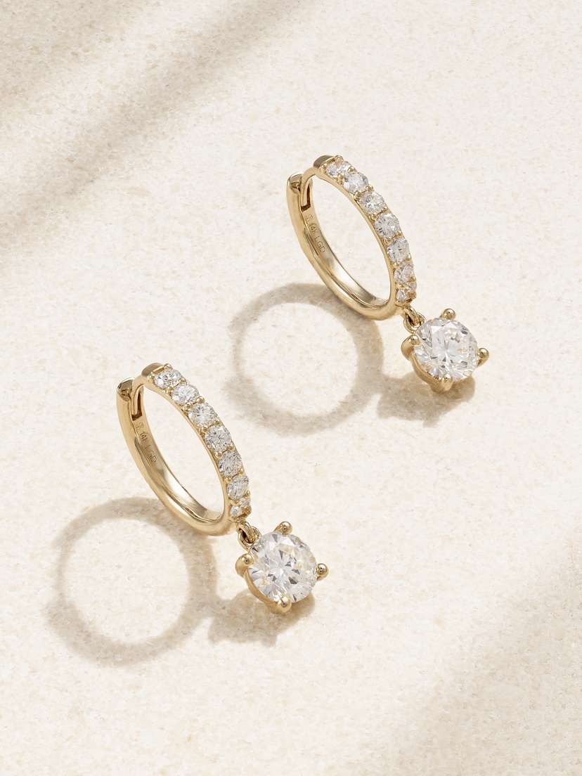 STONE AND STRAND 14-karat Gold Laboratory-grown Diamond Hoop Earrings