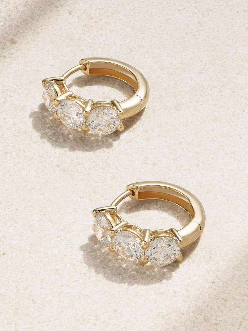 STONE AND STRAND 14-karat Gold Laboratory-grown Diamond Hoop Earrings