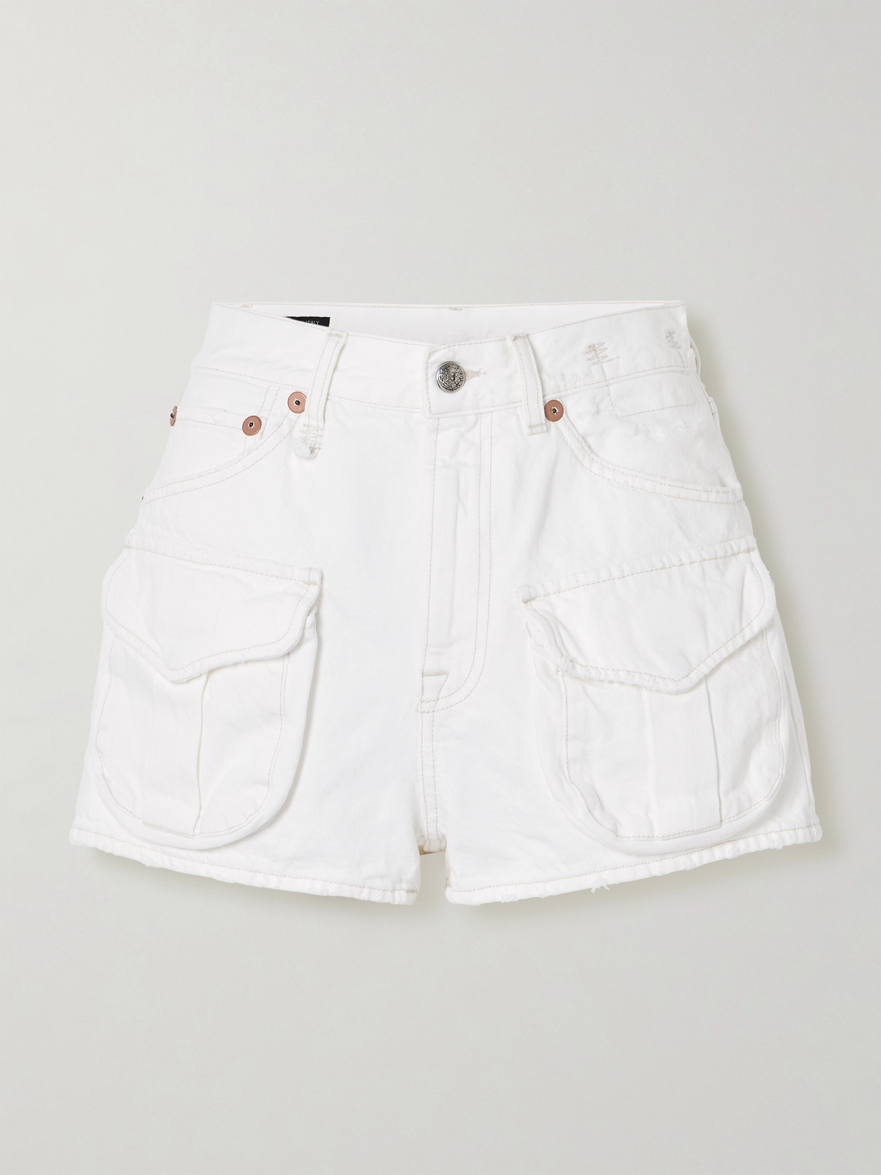 R13 Boyfriend Distressed Denim Shorts In White
