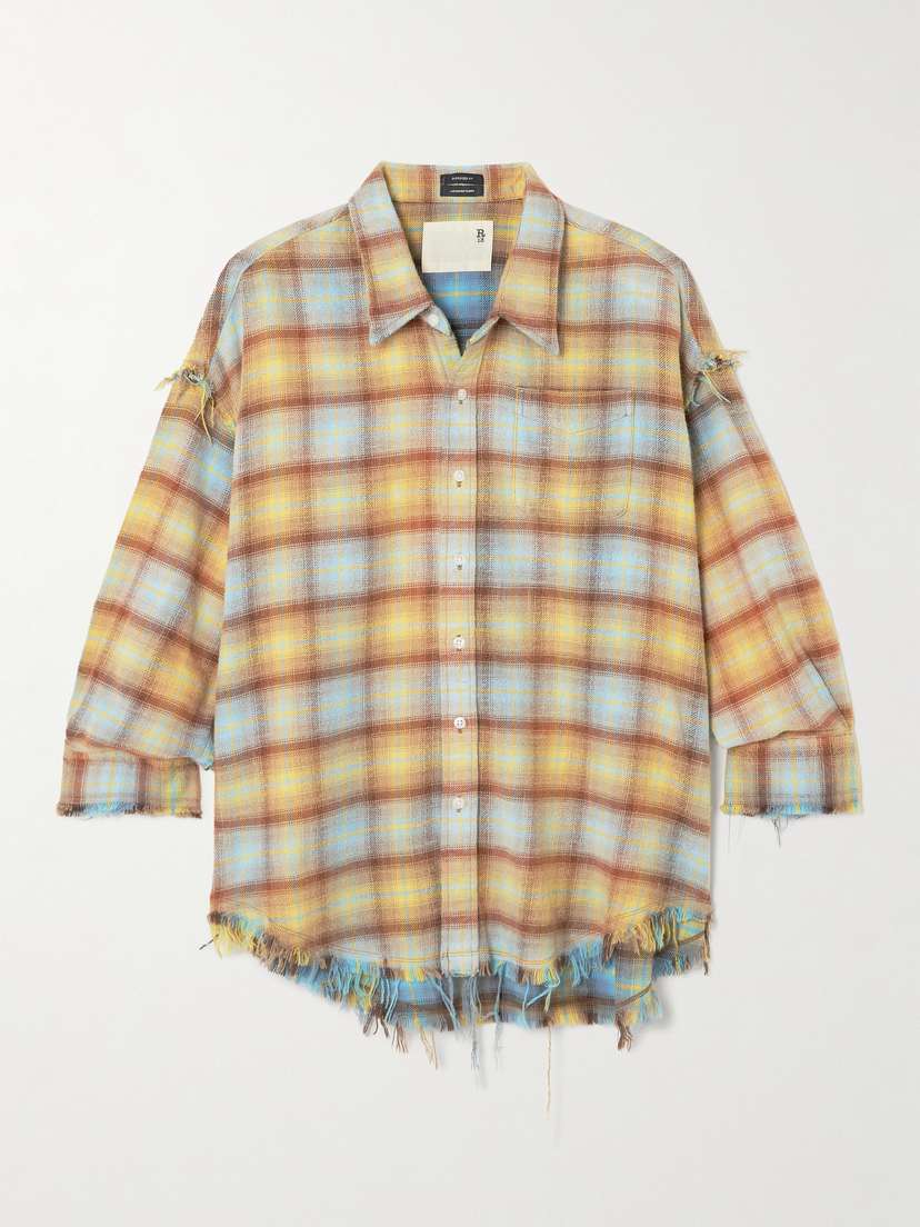 R13 Distressed Checked Cotton-flannel Shirt