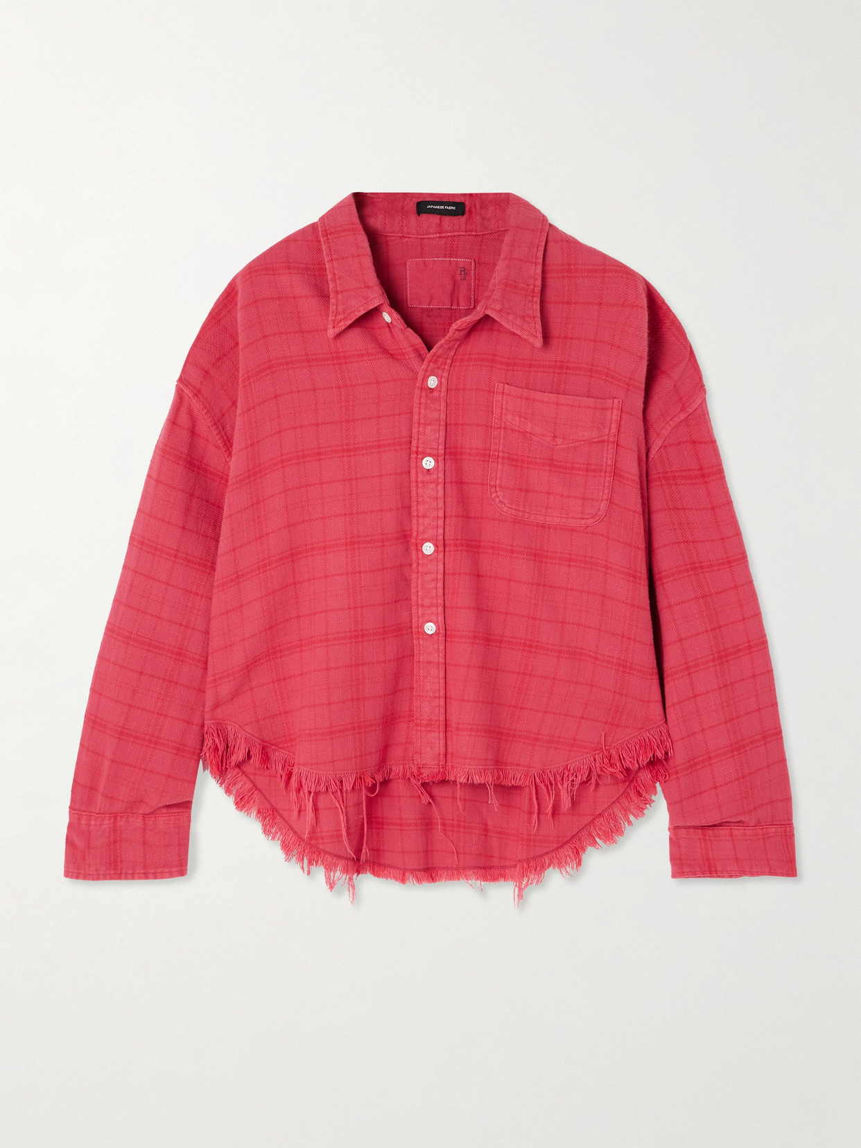 R13 Frayed Checked Cotton-flannel Shirt In Red