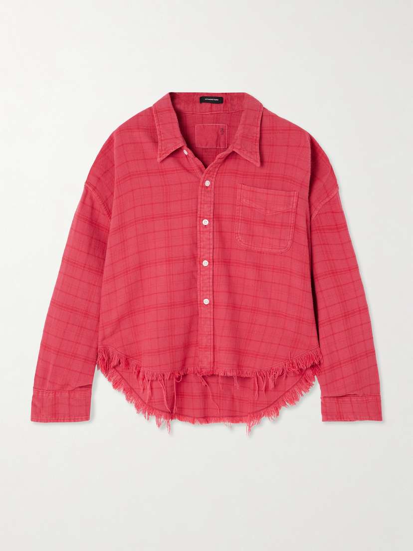R13 Frayed Checked Cotton-flannel Shirt