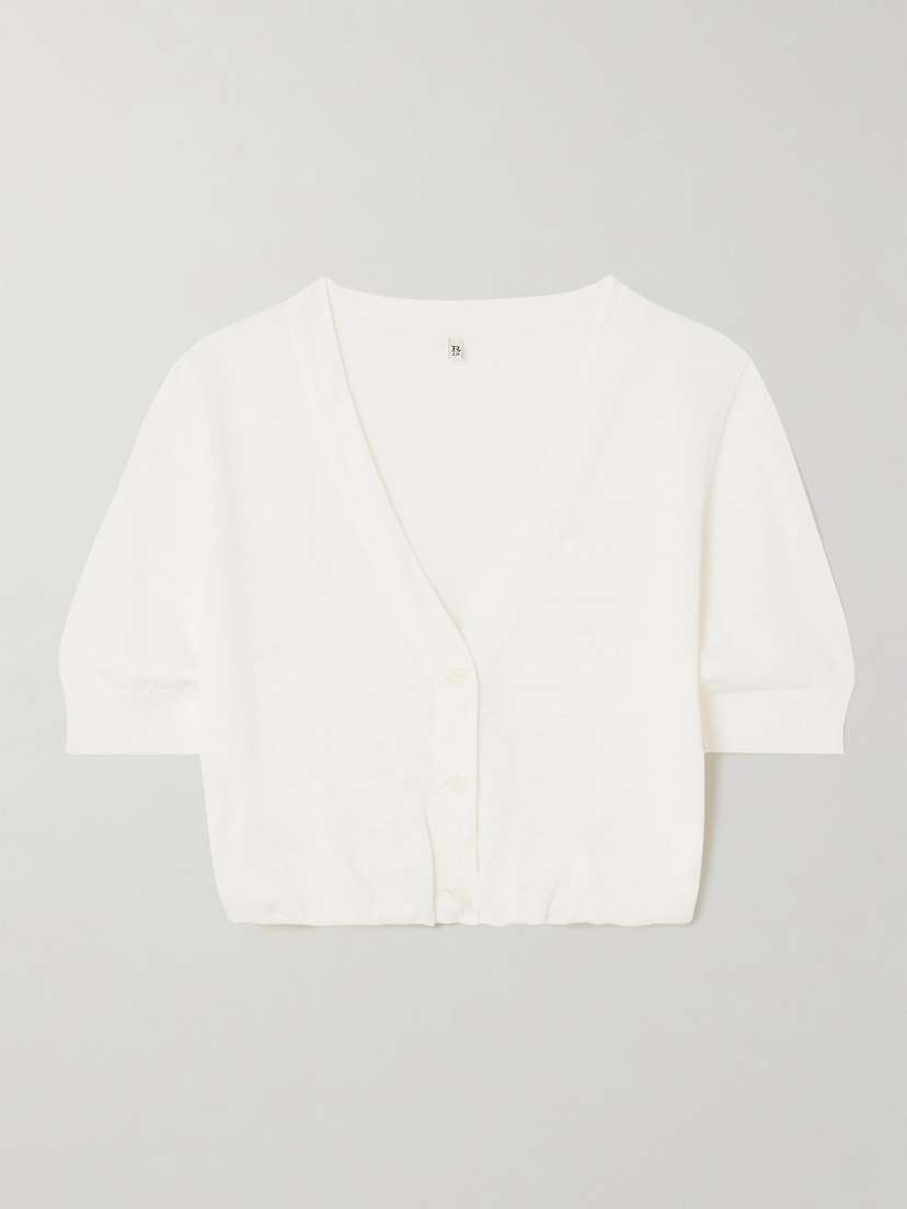 R13 Cropped Gathered Linen Cardigan