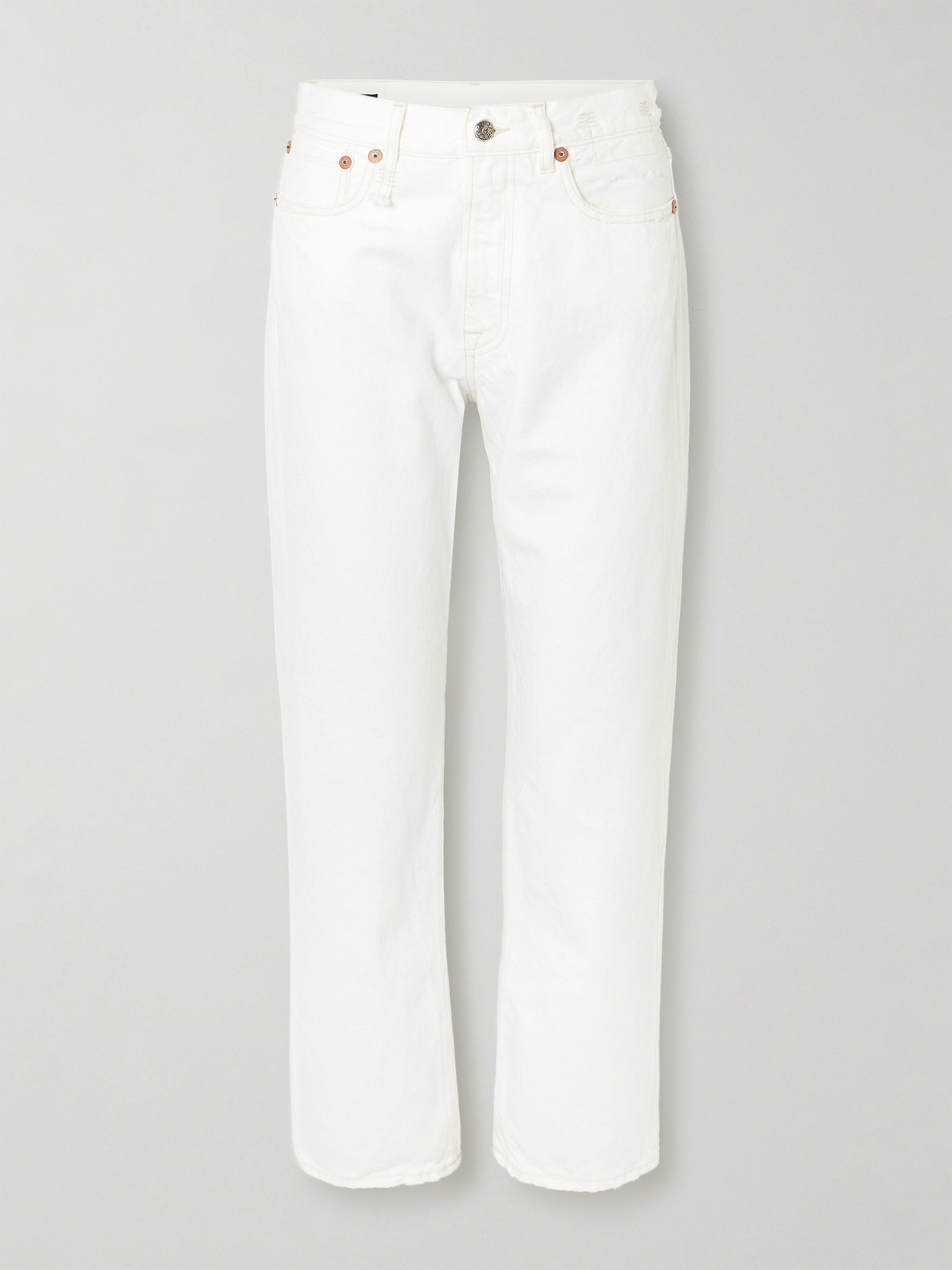 R13 Distressed High-rise Boyfriend Jeans In White