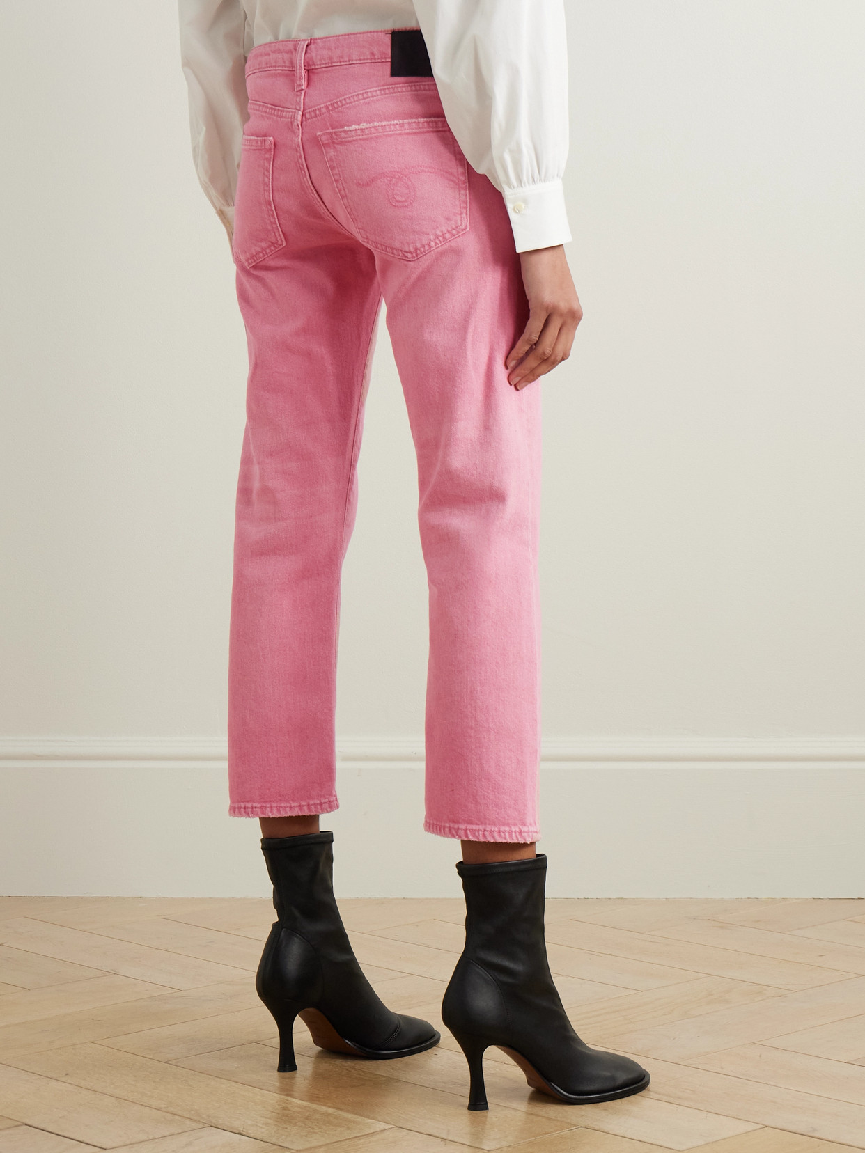 R13 Boy Cropped Distressed Low-rise Straight-leg Jeans In Pink