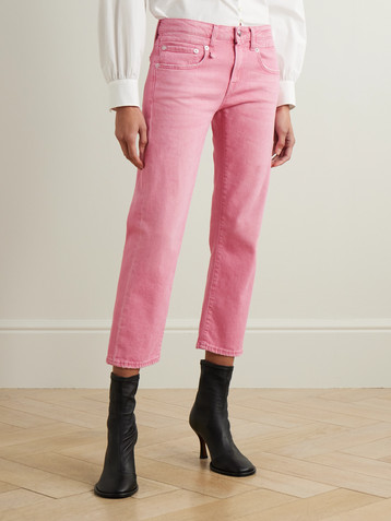 R13 Boy cropped distressed low-rise straight-leg jeans