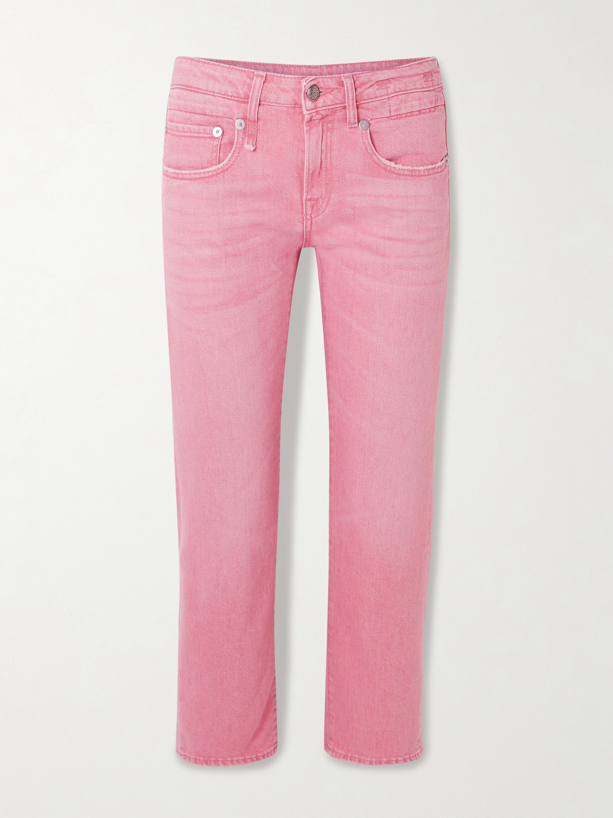 R13 Boy Cropped Distressed Low-rise Straight-leg Jeans In Pink