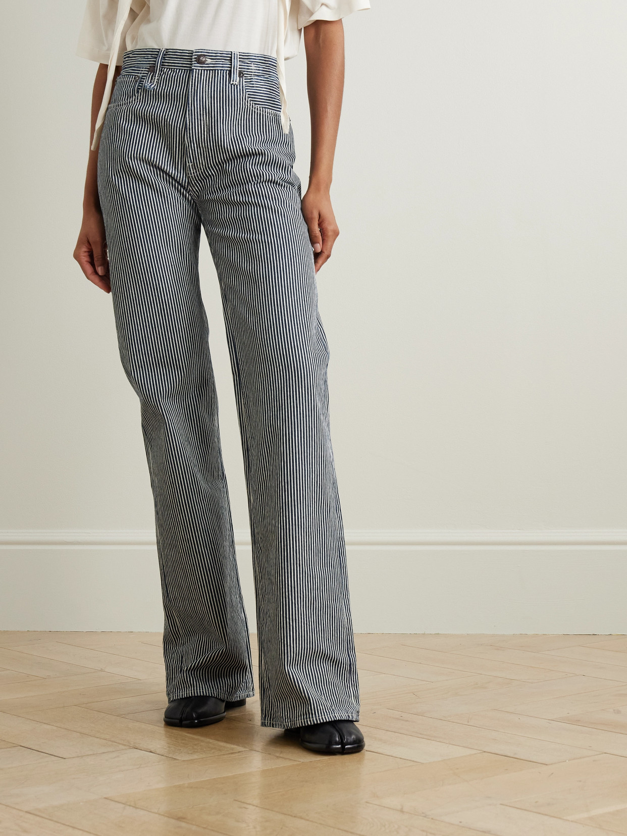 Jane Striped High-Rise Wide- Leg