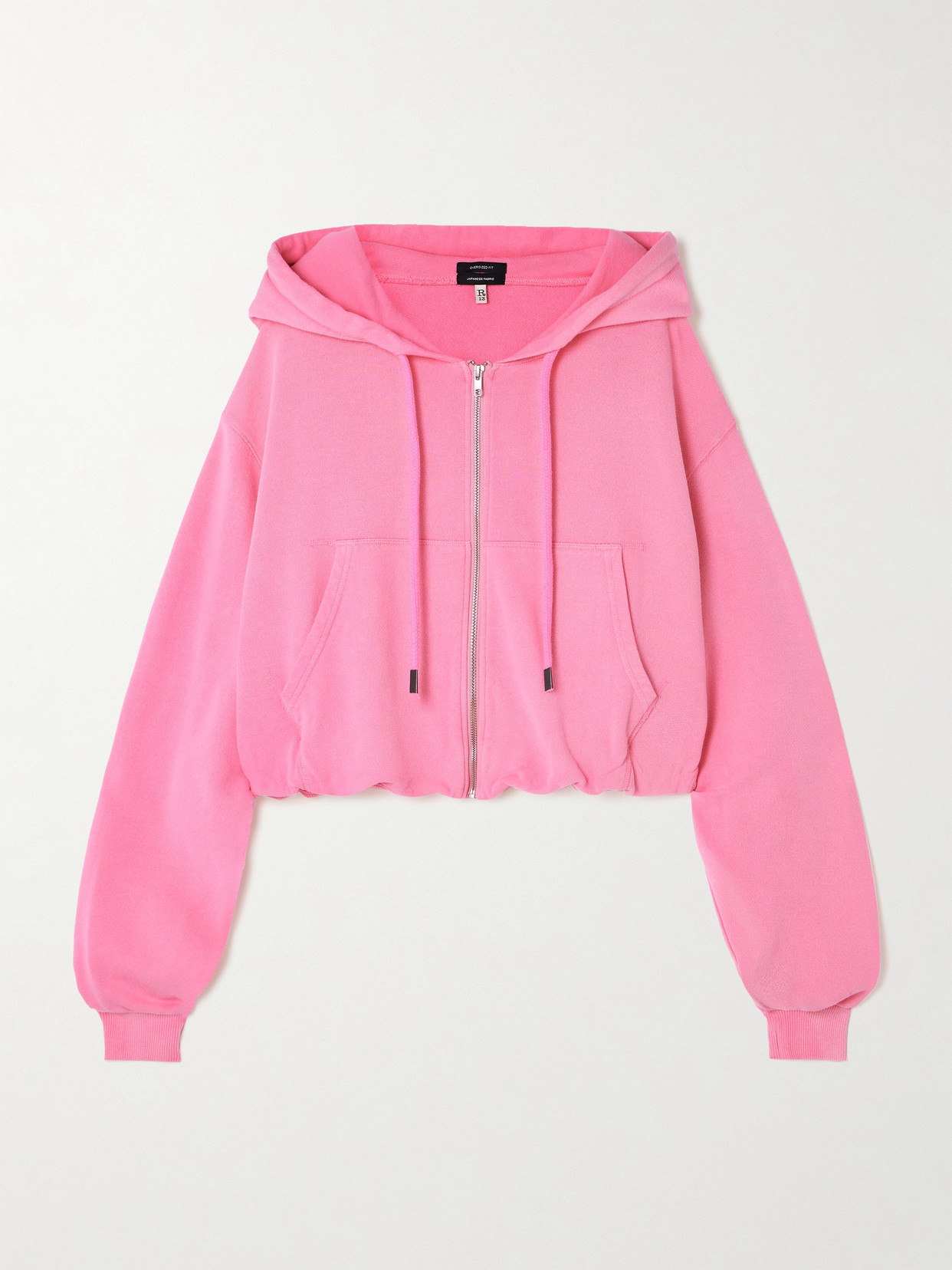 R13 Balloon Cropped Gathered Cotton-jersey Hoodie In Pink