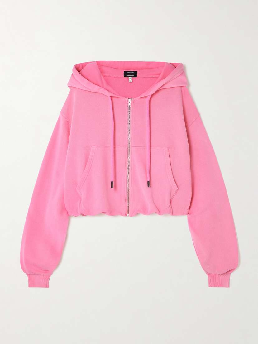 R13 Balloon Cropped Gathered Cotton-jersey Hoodie