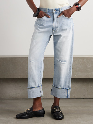 R13 Cuffed X-BF distressed low-rise straight-leg jeans