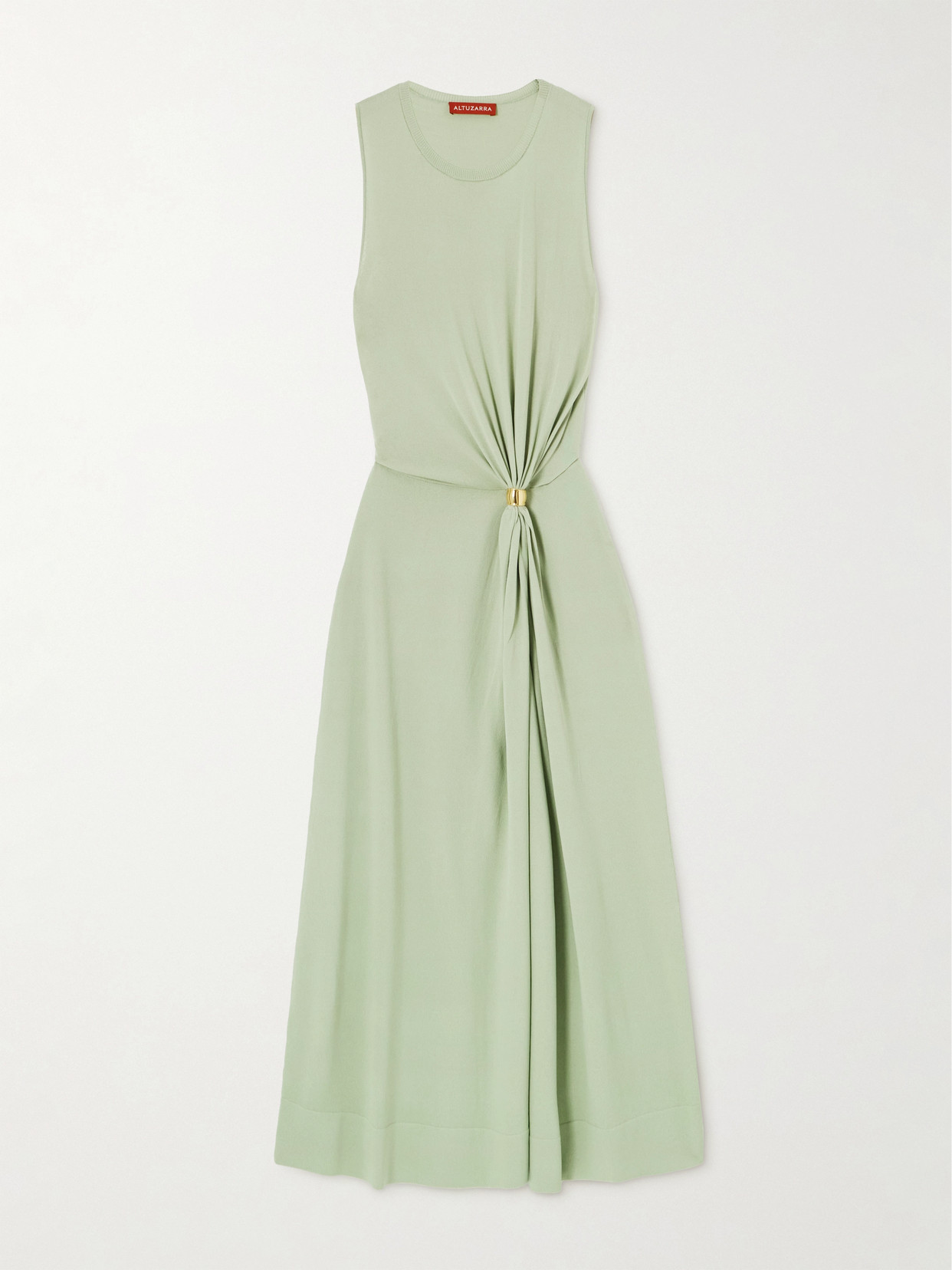 Altuzarra Saralien Embellished Gathered Stretch-knit Midi Dress In Green