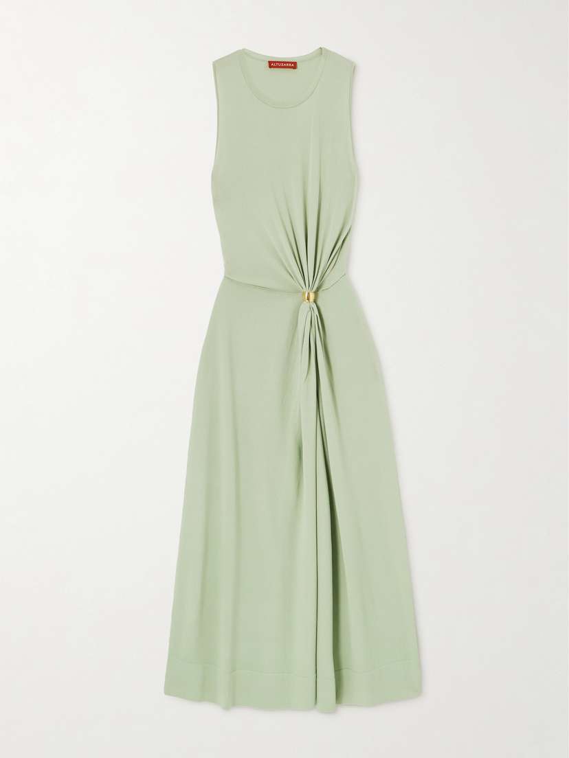 Altuzarra Saralien Embellished Gathered Stretch-knit Midi Dress