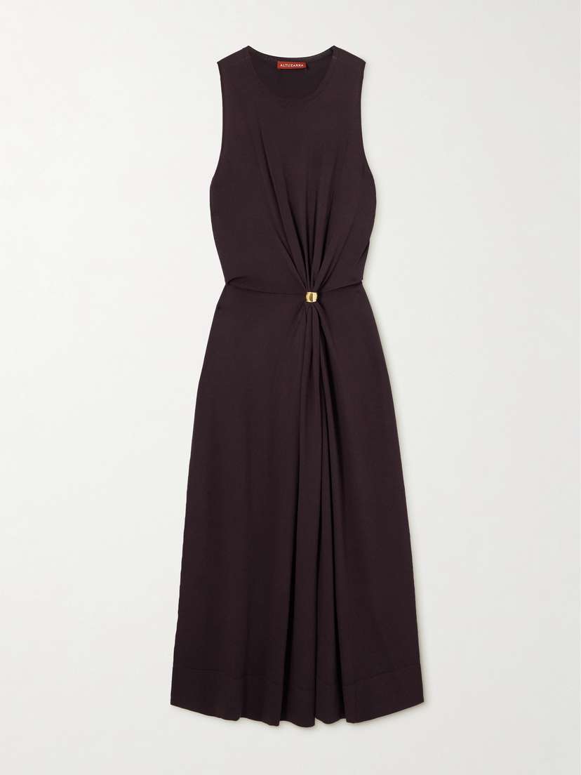 Altuzarra Saralien Embellished Gathered Stretch-knit Midi Dress