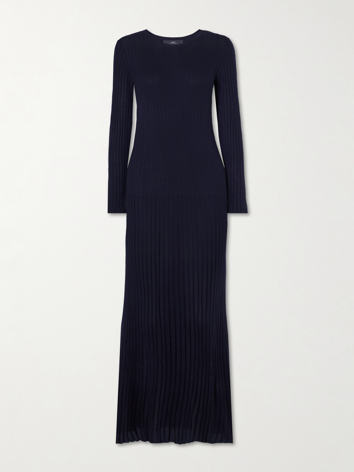 Arch4 Fliss Ribbed Organic Cashmere Maxi Dress In Blue