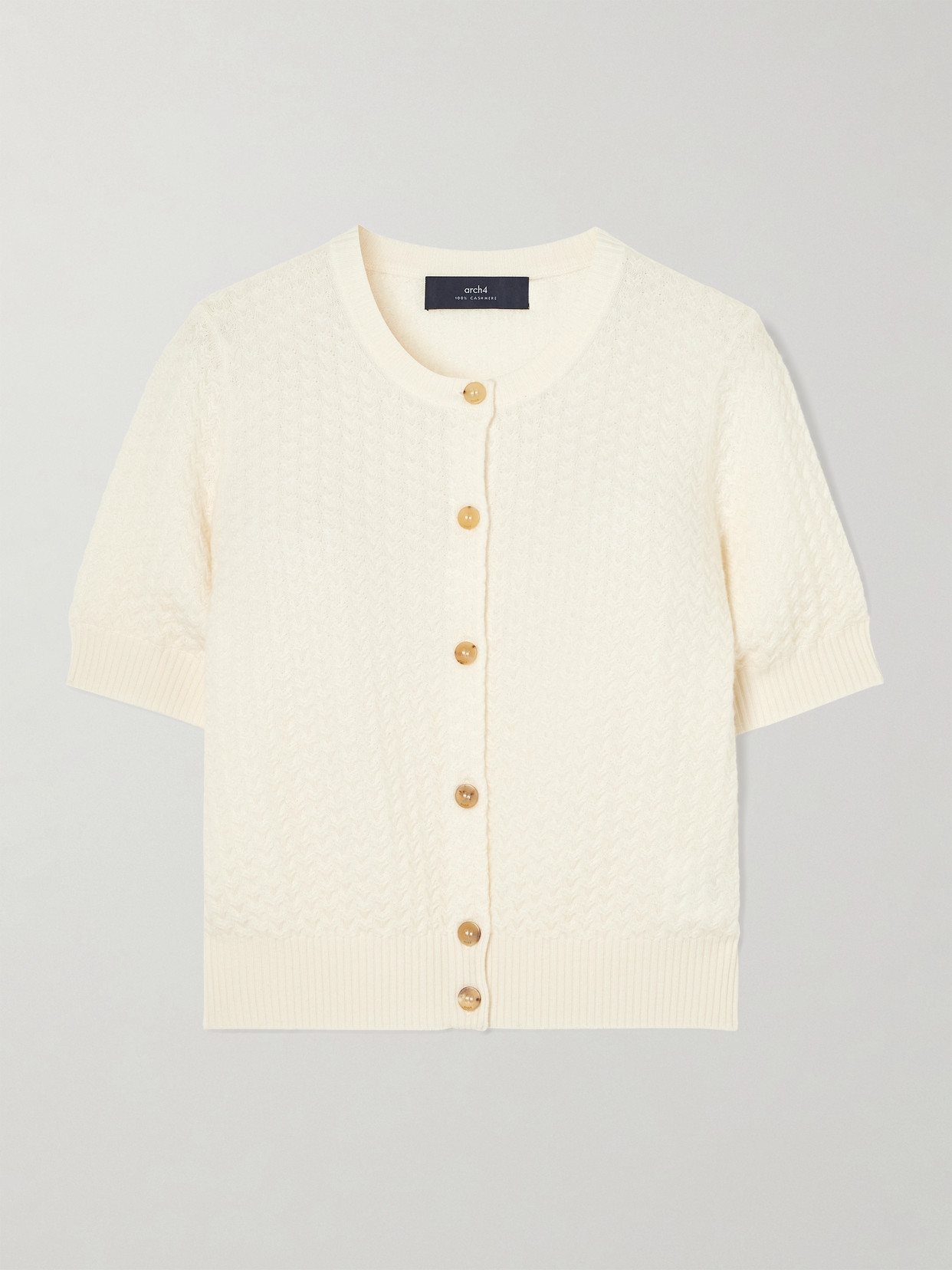 Arch4 Saint Tropez Textured Organic Cashmere Cardigan In Ivory