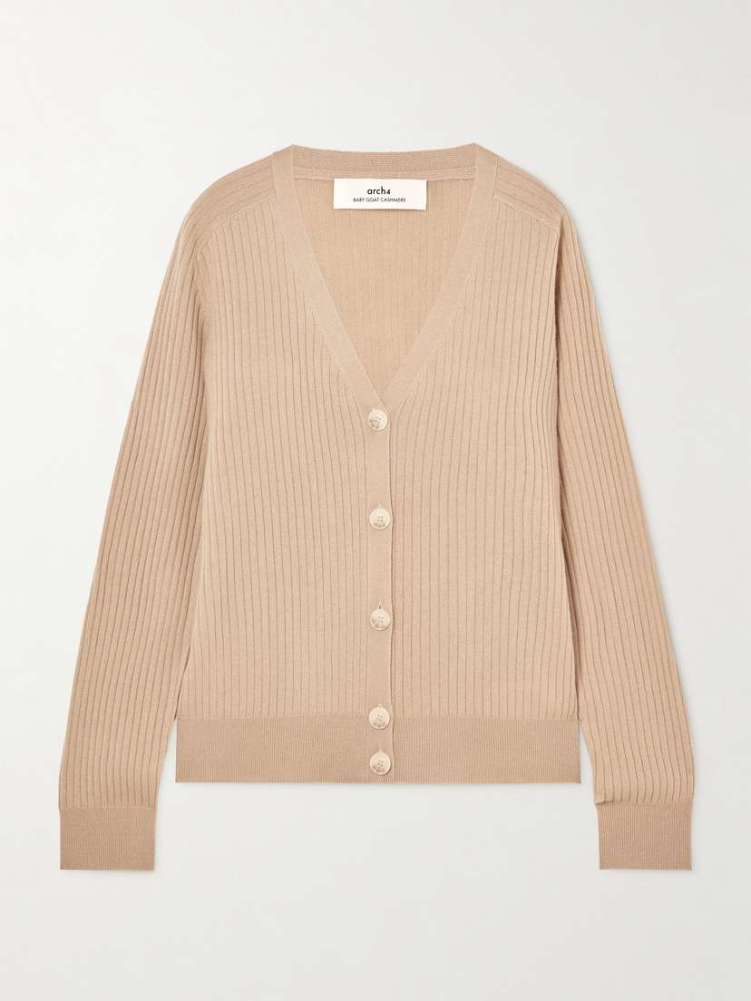 Arch4 Oriane Ribbed Organic Cashmere Cardigan