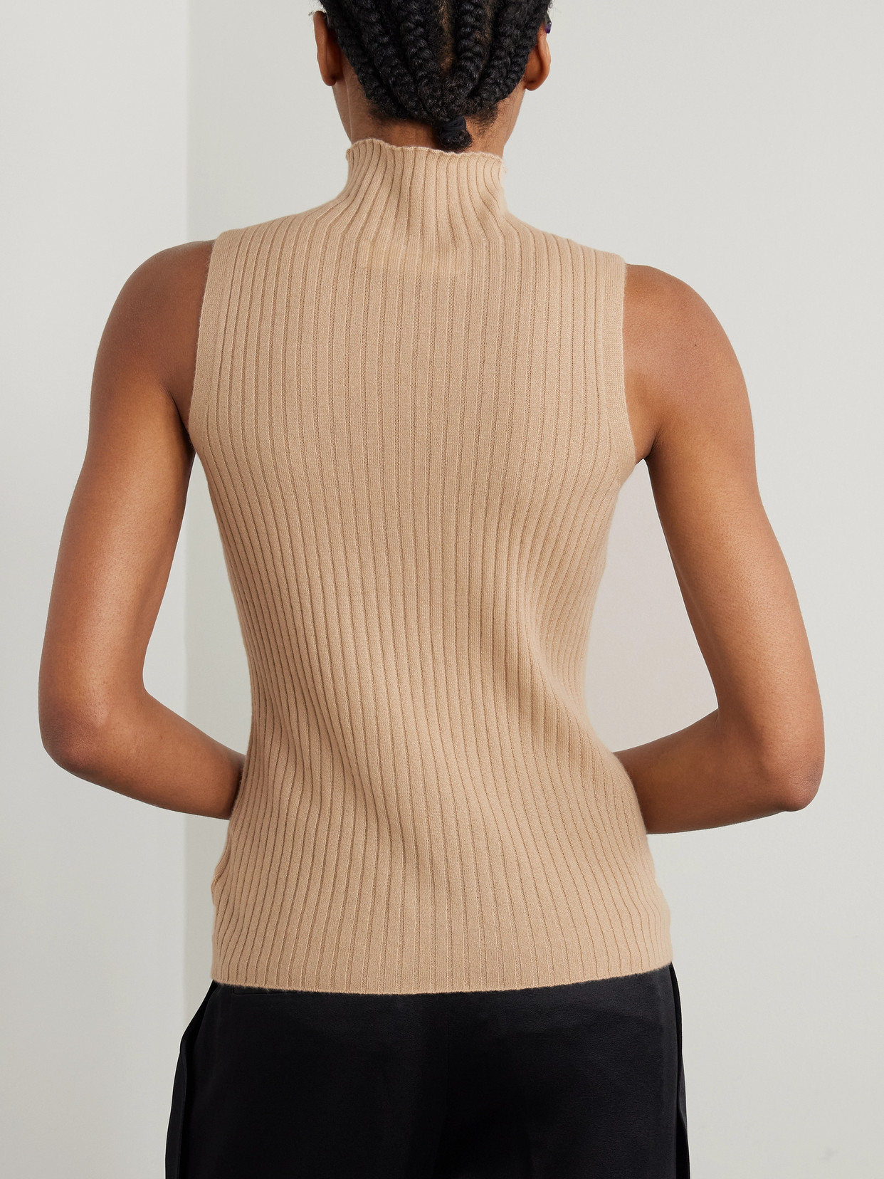 Arch4 Mika Ribbed Cashmere Turtleneck Tank In Neutrals