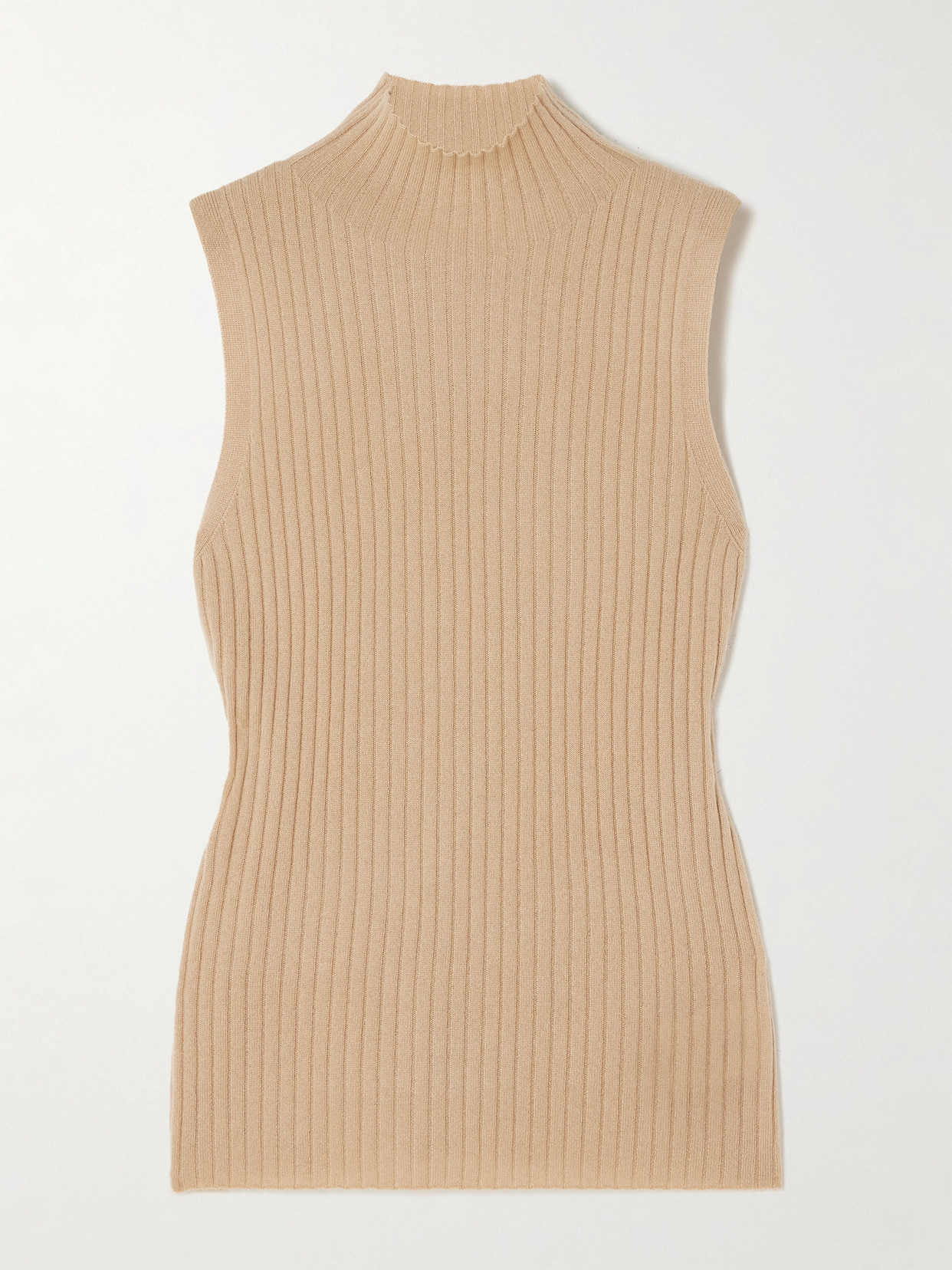 Arch4 Mika Ribbed Cashmere Turtleneck Tank In Neutrals