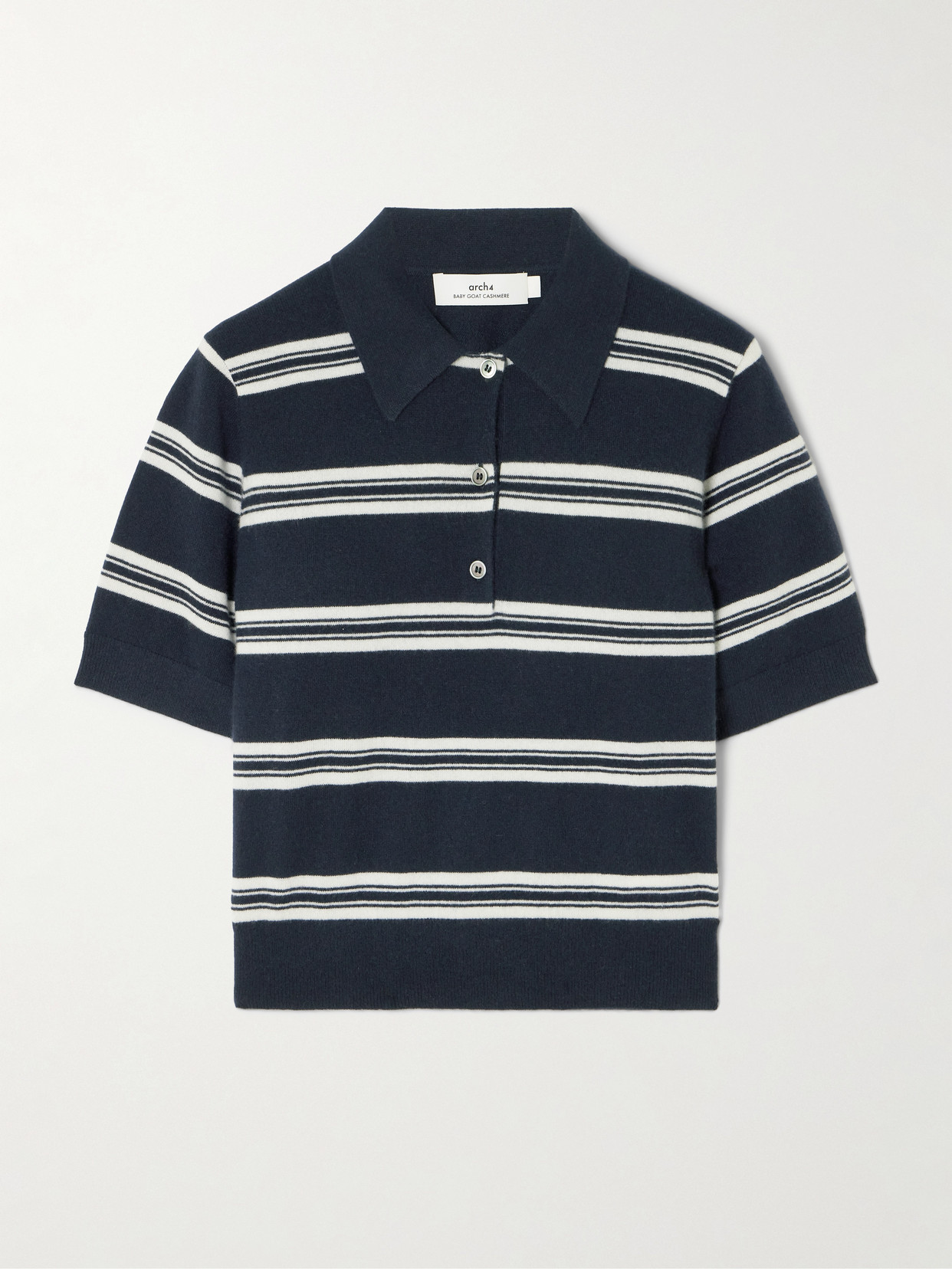 Arch4 Octavia Striped Cashmere Polo Shirt In Blue