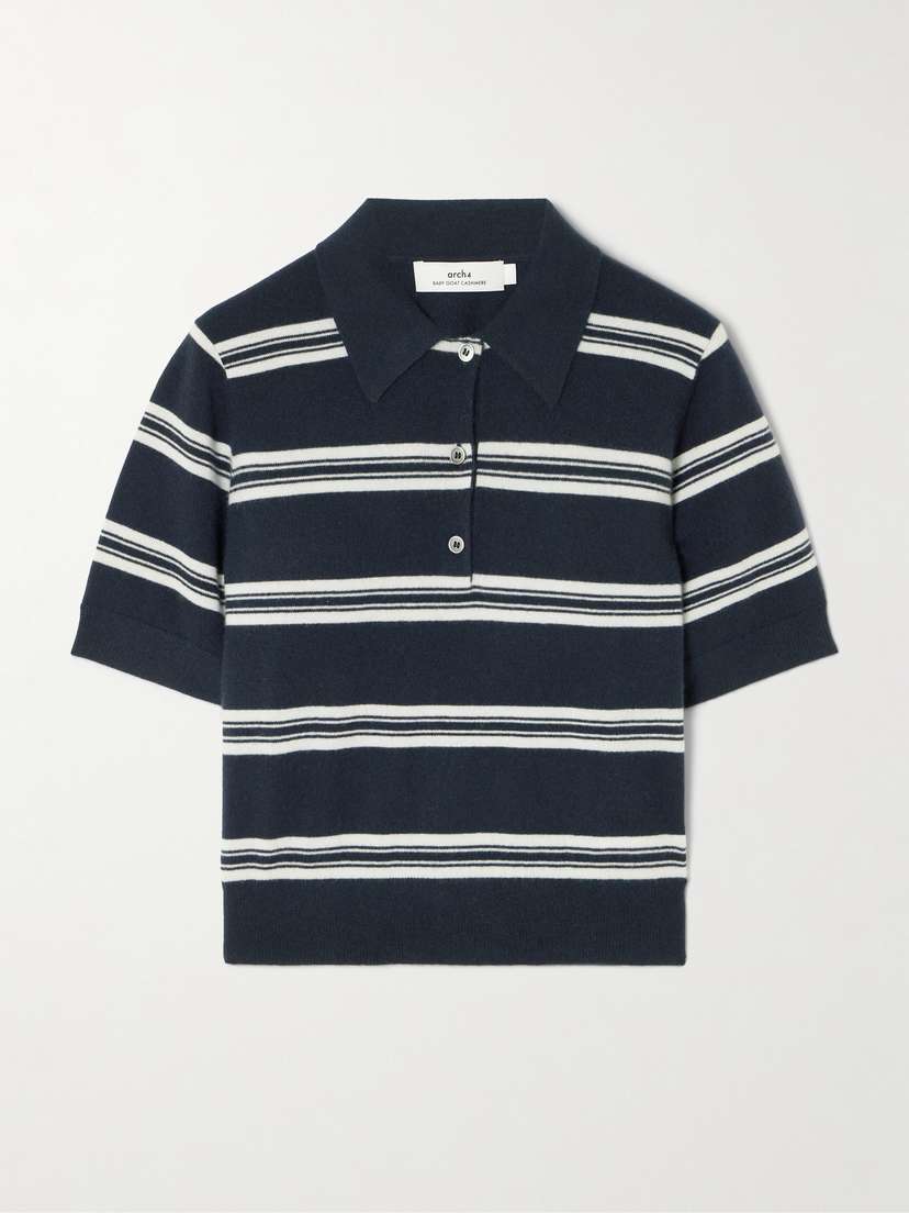 Arch4 Octavia Striped Cashmere Polo Shirt