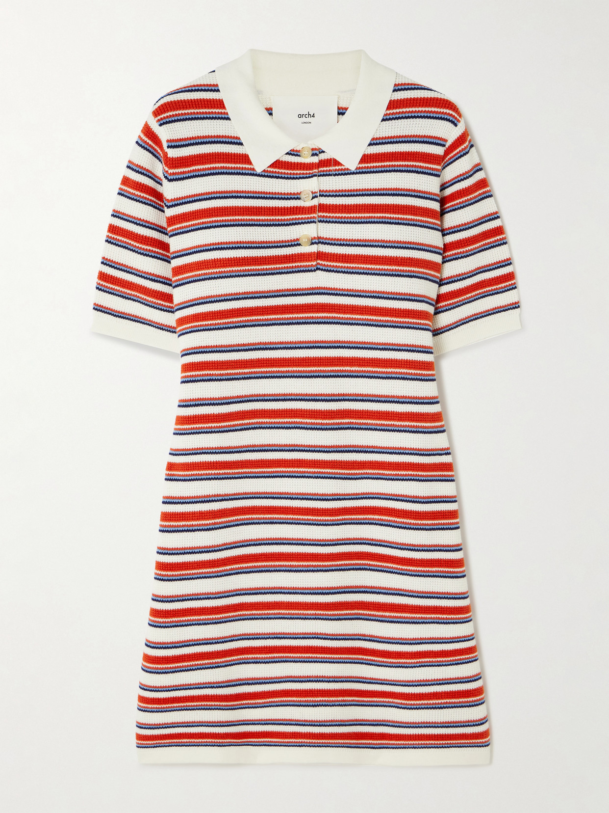 Arch4 Solva Striped Cotton, Silk And Cashmere-blend Mini Dress In Red