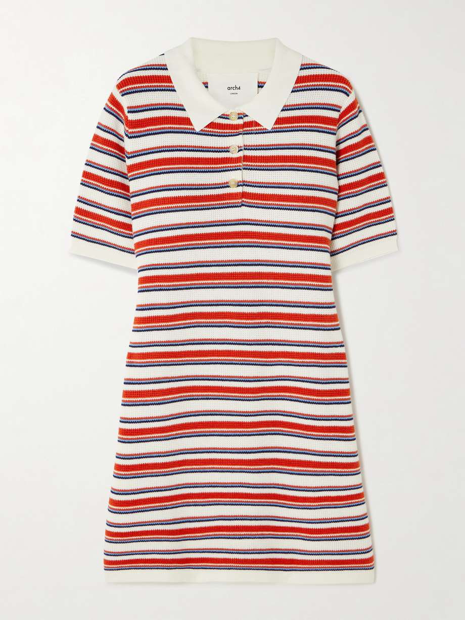 solva striped cotton, silk and cashmere-blend mini dress