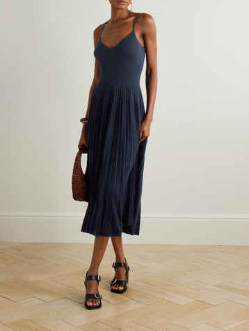 arch4 Ribbed silk and organic cashmere-blend midi dress