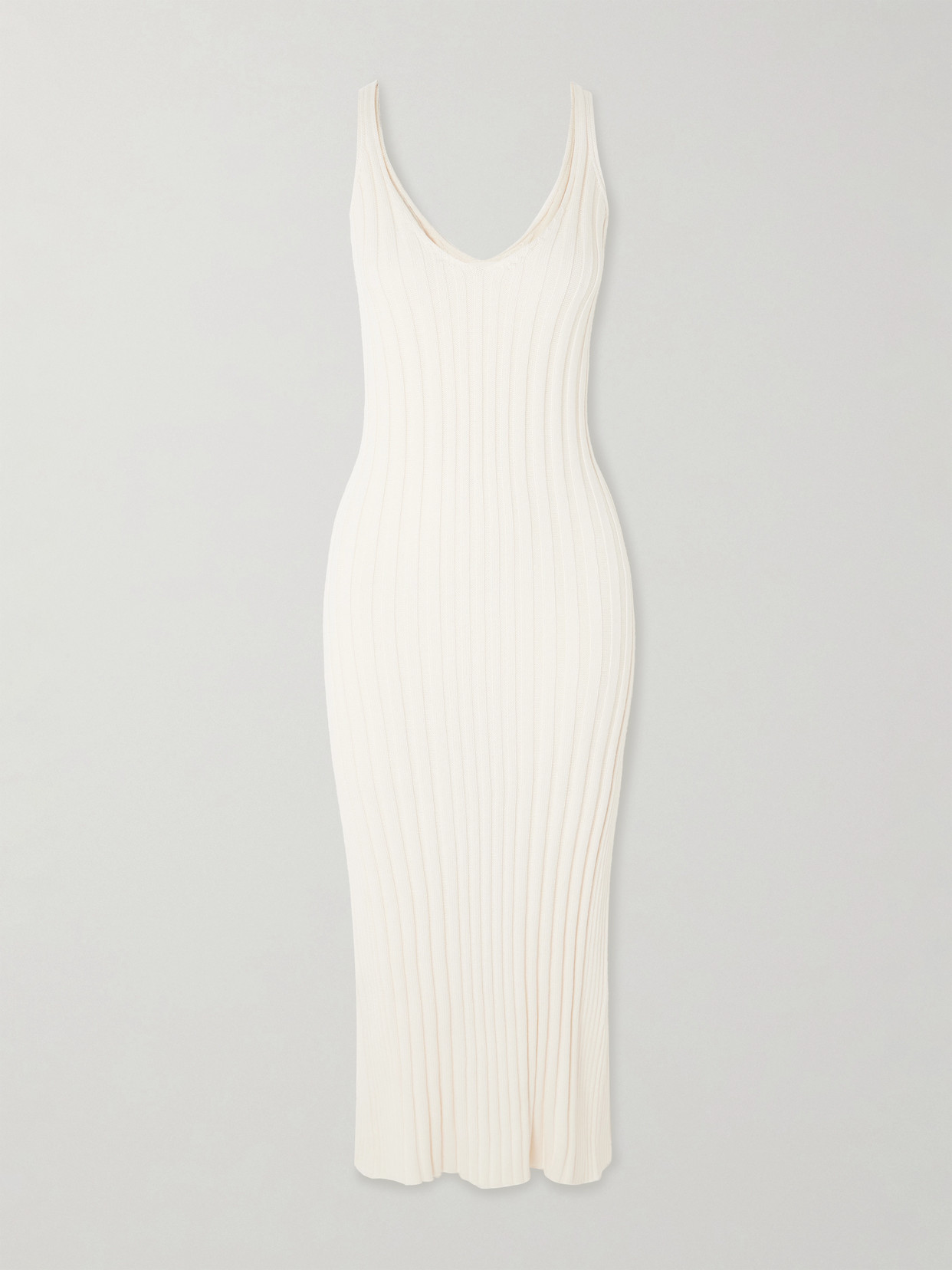 Arch4 - Tenby Ribbed Cotton, Silk And Cashmere-blend Midi Dress - Ivory