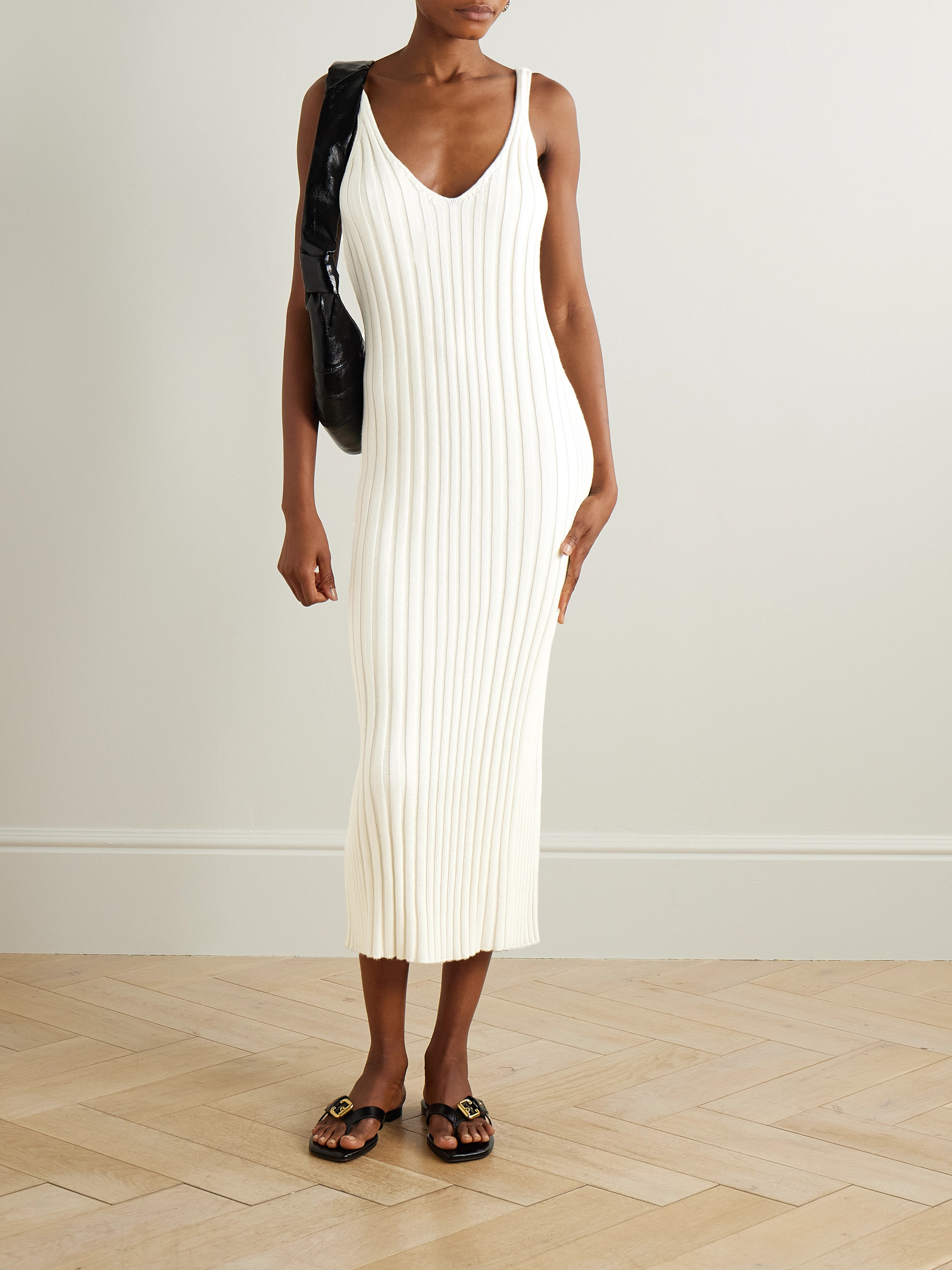 arch4 Tenby ribbed cotton, silk and cashmere-blend midi dress