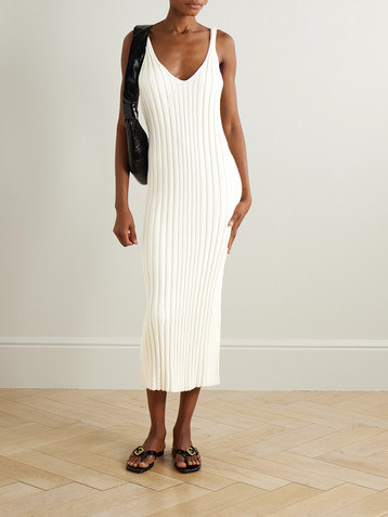 arch4 Tenby ribbed cotton, silk and cashmere-blend midi dress