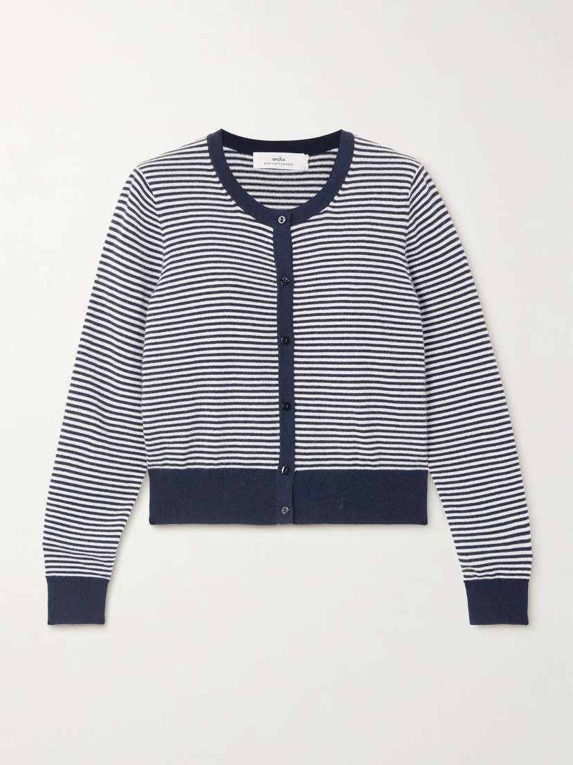 Arch4 Bea Striped Organic Cashmere Cardigan