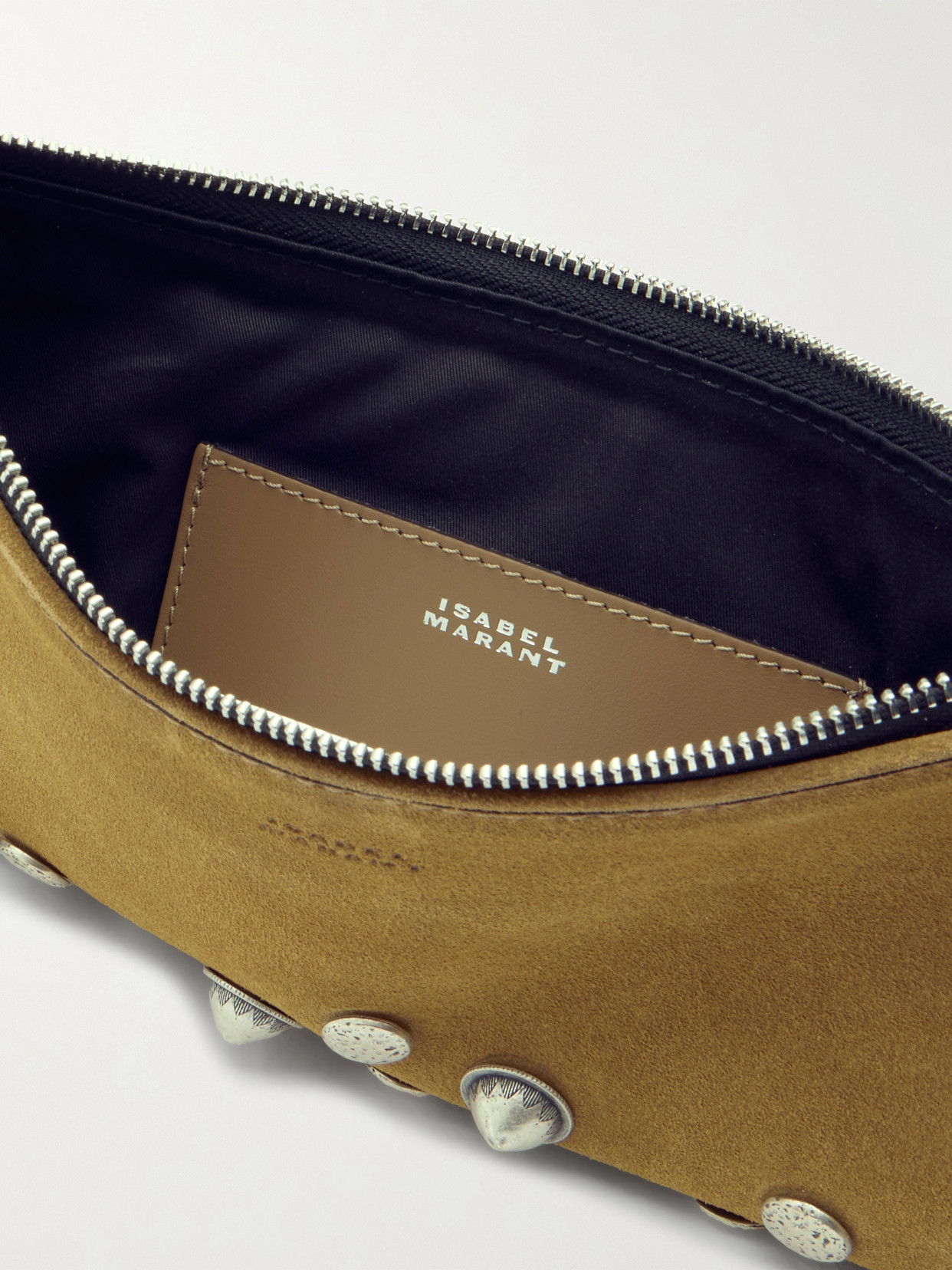 Isabel Marant Kanao Fringed Studded Suede Shoulder Bag In Brown