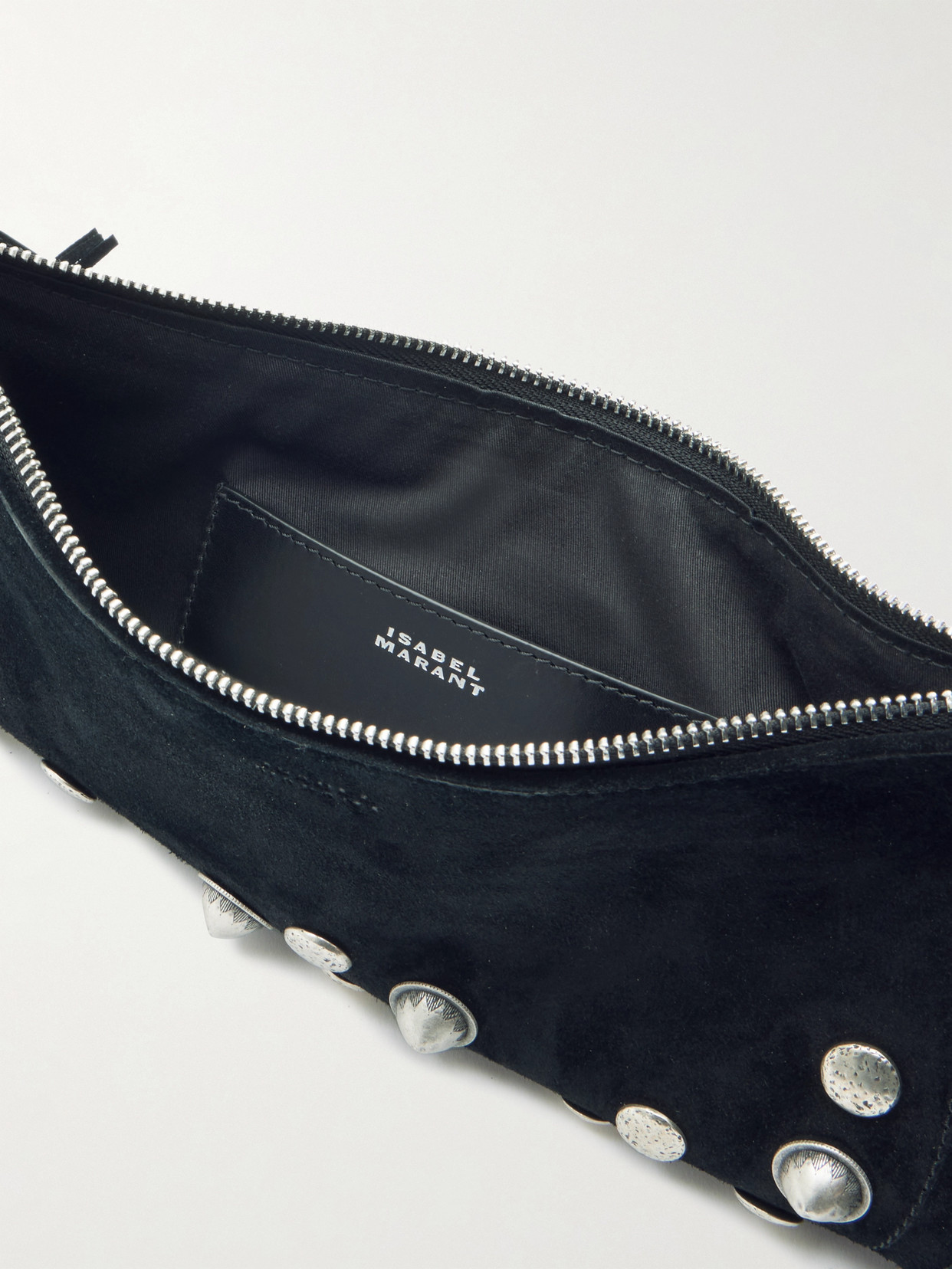 Isabel Marant Kanao Fringed Studded Suede Shoulder Bag In Black