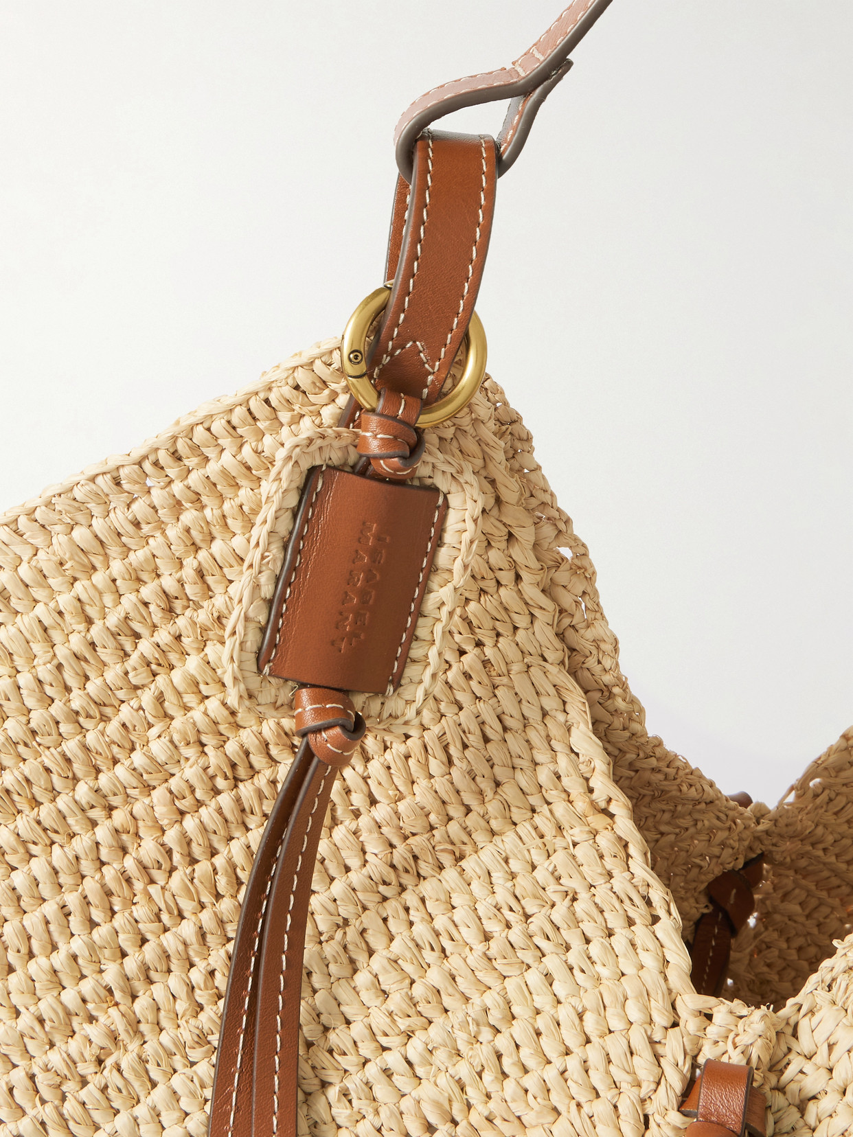 Isabel Marant 25p Tampa Leather-trimmed Raffia Bucket Bag In Neutrals