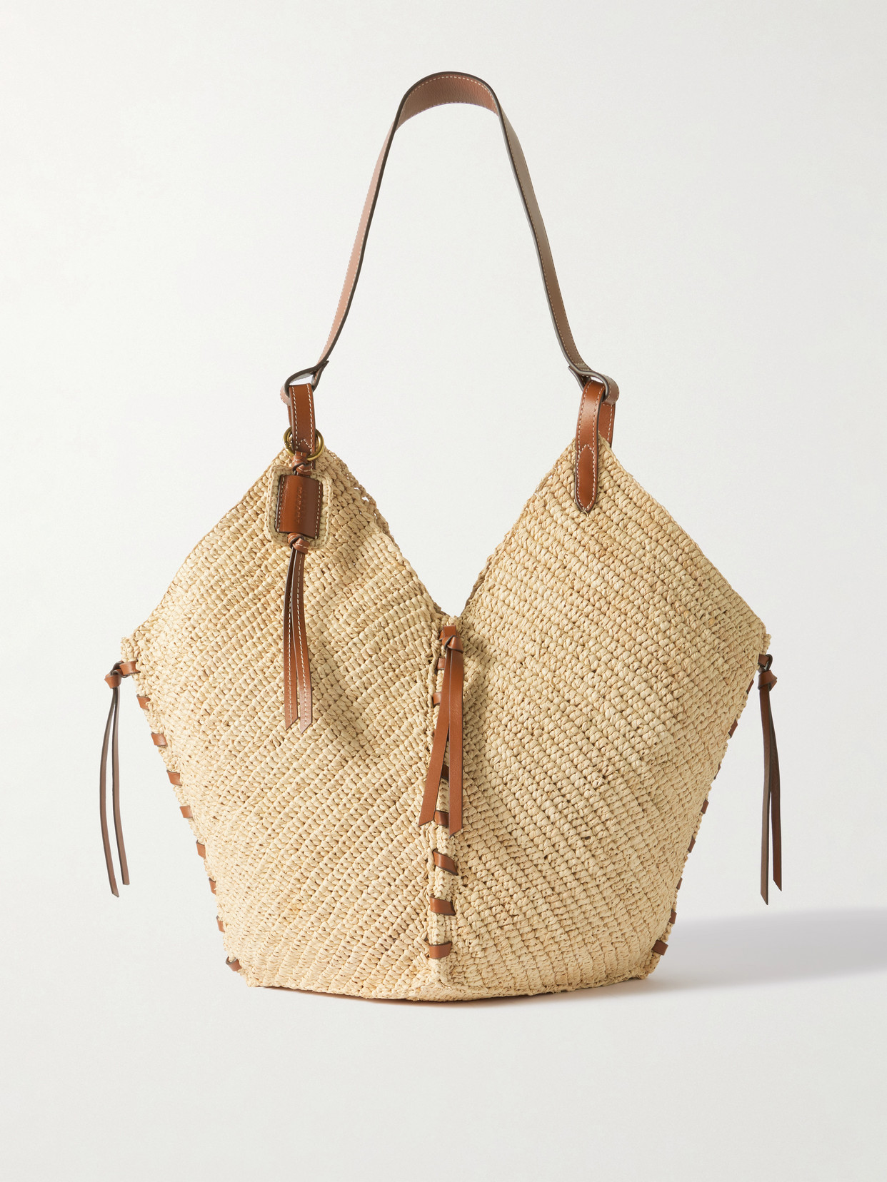Isabel Marant 25p Tampa Leather-trimmed Raffia Bucket Bag In Neutrals