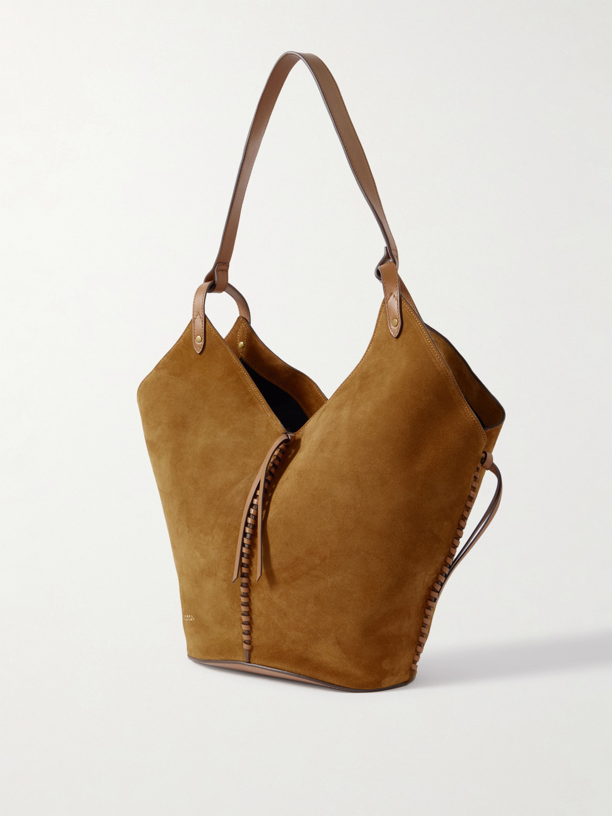 Isabel Marant 25e Tampa Leather-trimmed Suede Tote In Brown