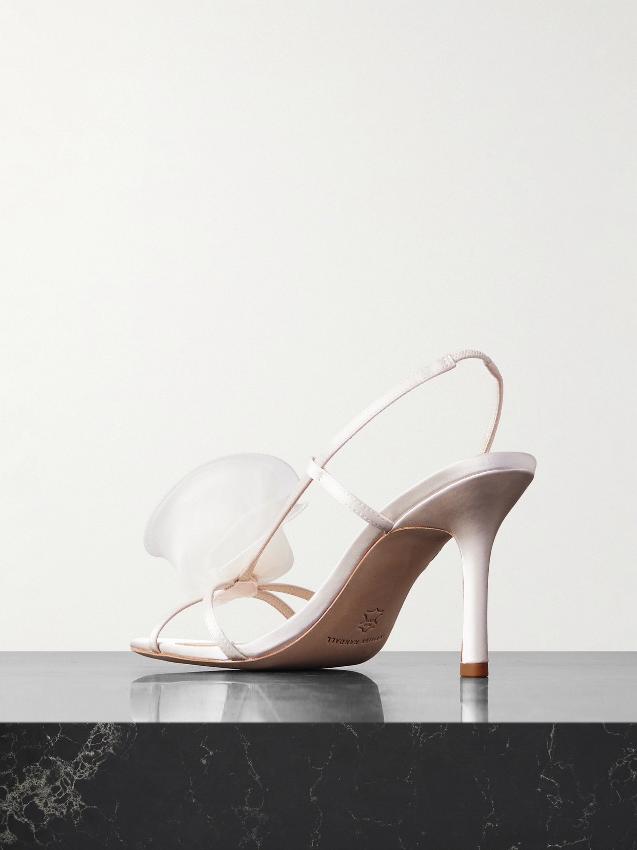 LOEFFLER RANDALL STEPH APPLIQUÉD SATIN SLINGBACK SANDALS