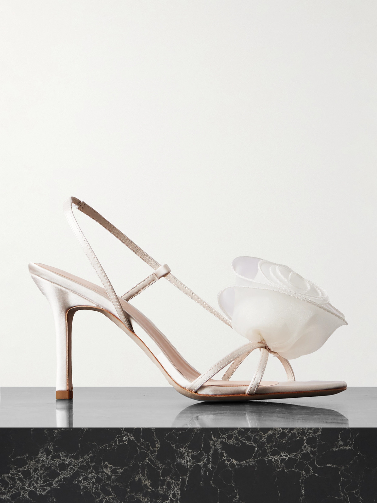 LOEFFLER RANDALL STEPH APPLIQUÉD SATIN SLINGBACK SANDALS