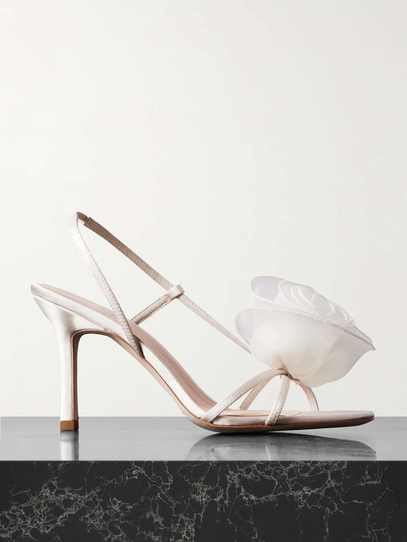 Loeffler Randall Steph Appliquéd Satin Slingback Sandals