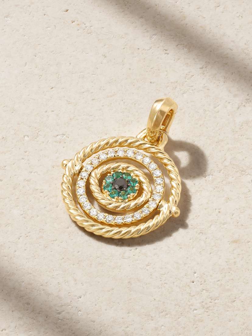 David Yurman Evil Eye 18-karat Gold, Diamond And Emerald Pendant