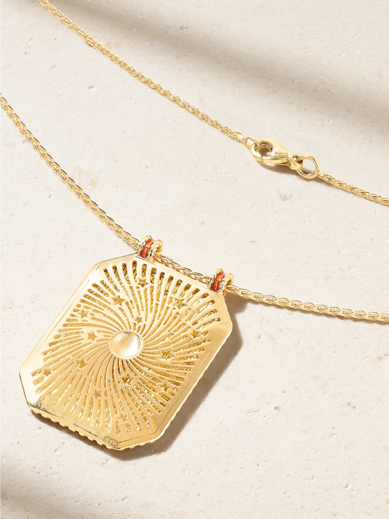 MARIE LICHTENBERG MUSHROOM SCAPULAR 18-KARAT GOLD, DIAMOND AND ENAMEL NECKLACE