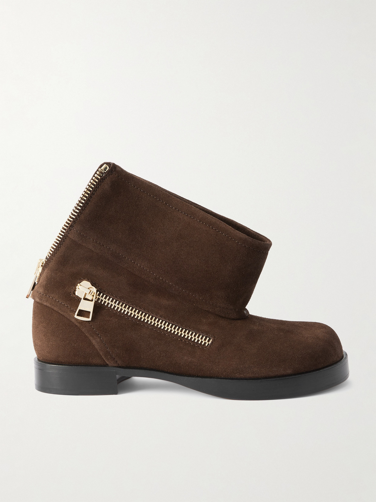 Jw Anderson Zip-detailed Suede Ankle Boots In Brown