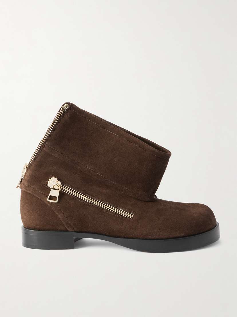 JW Anderson Zip-detailed Suede Ankle Boots