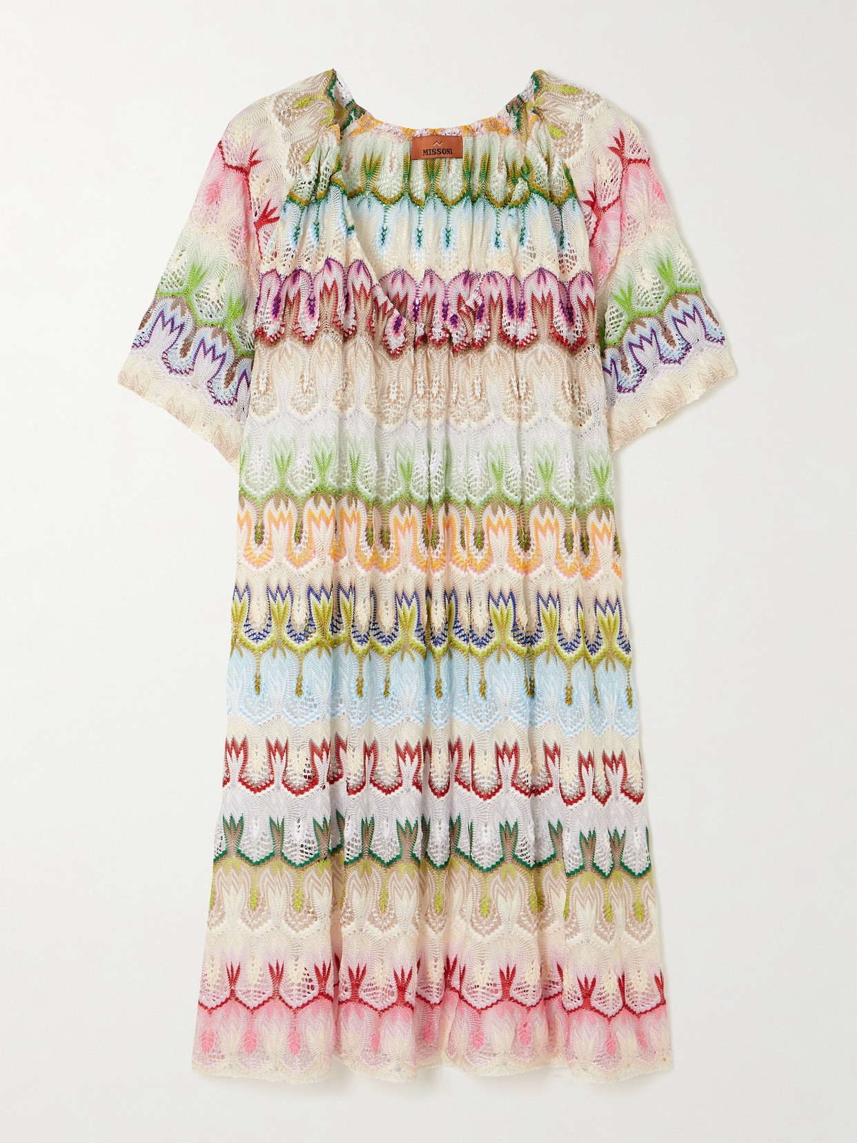 Missoni Striped Crochet-knit Mini Dress In Multi