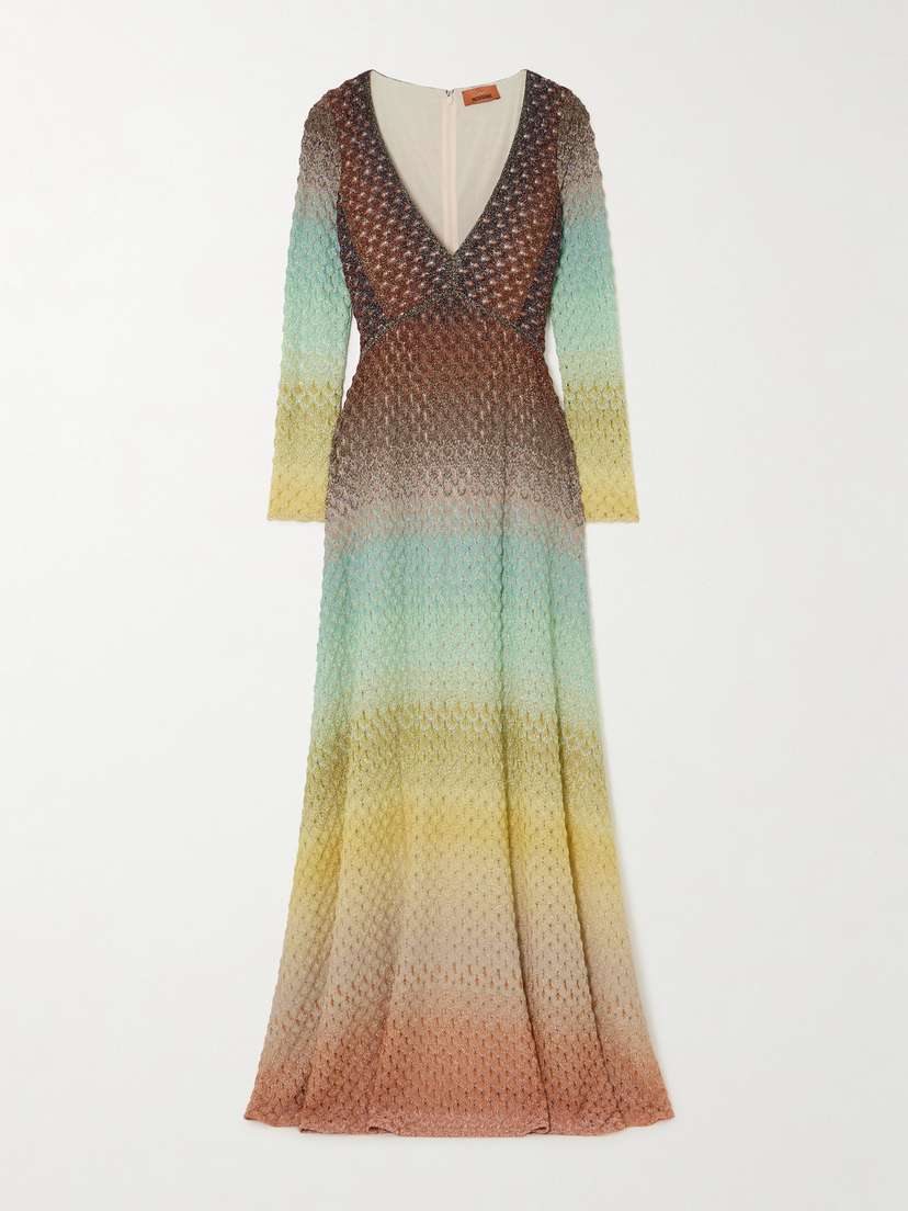 Missoni Dégradé Metallic Crochet-knit Maxi Dress
